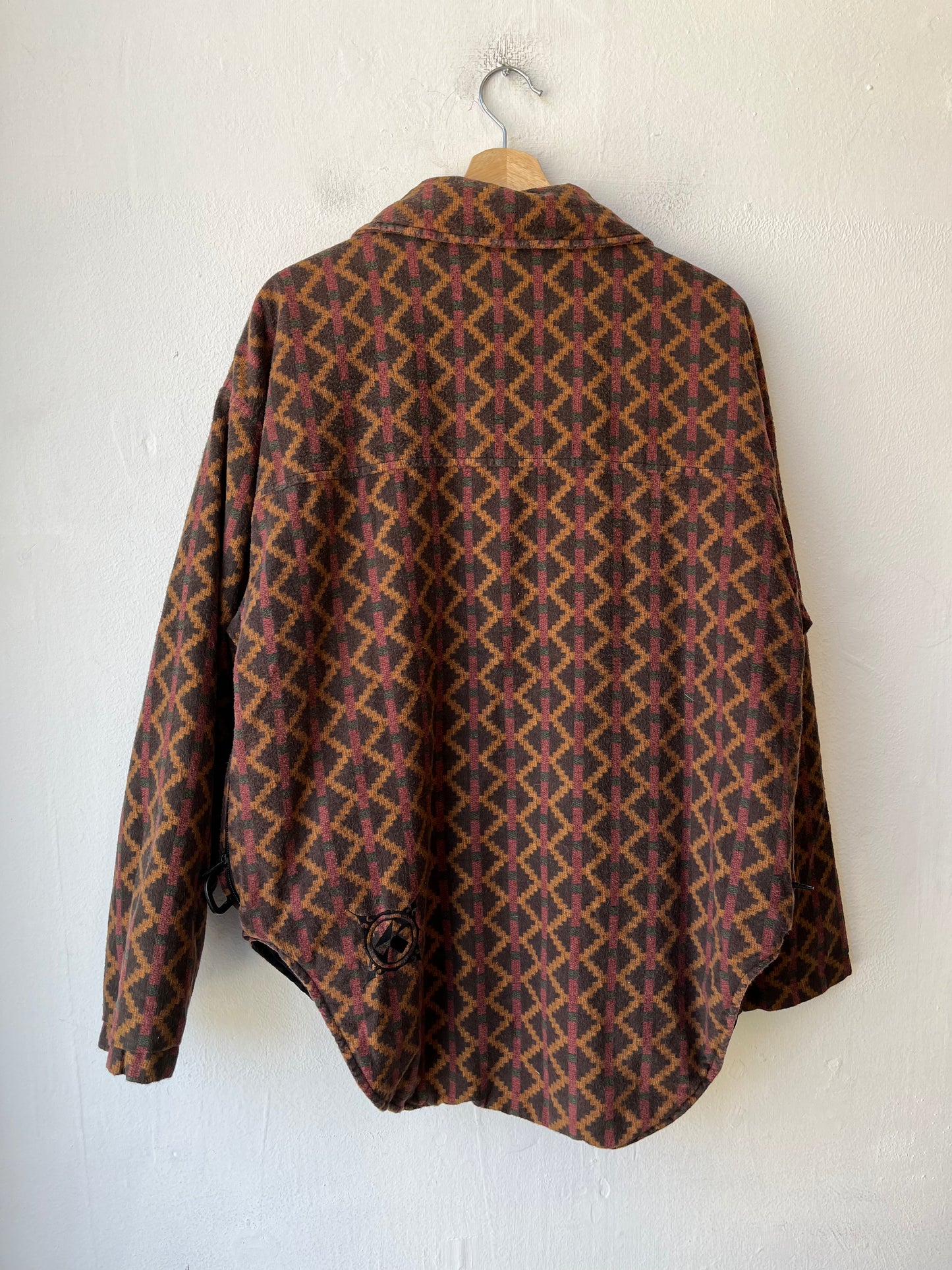 90's Patterned Zip-Up Sweater