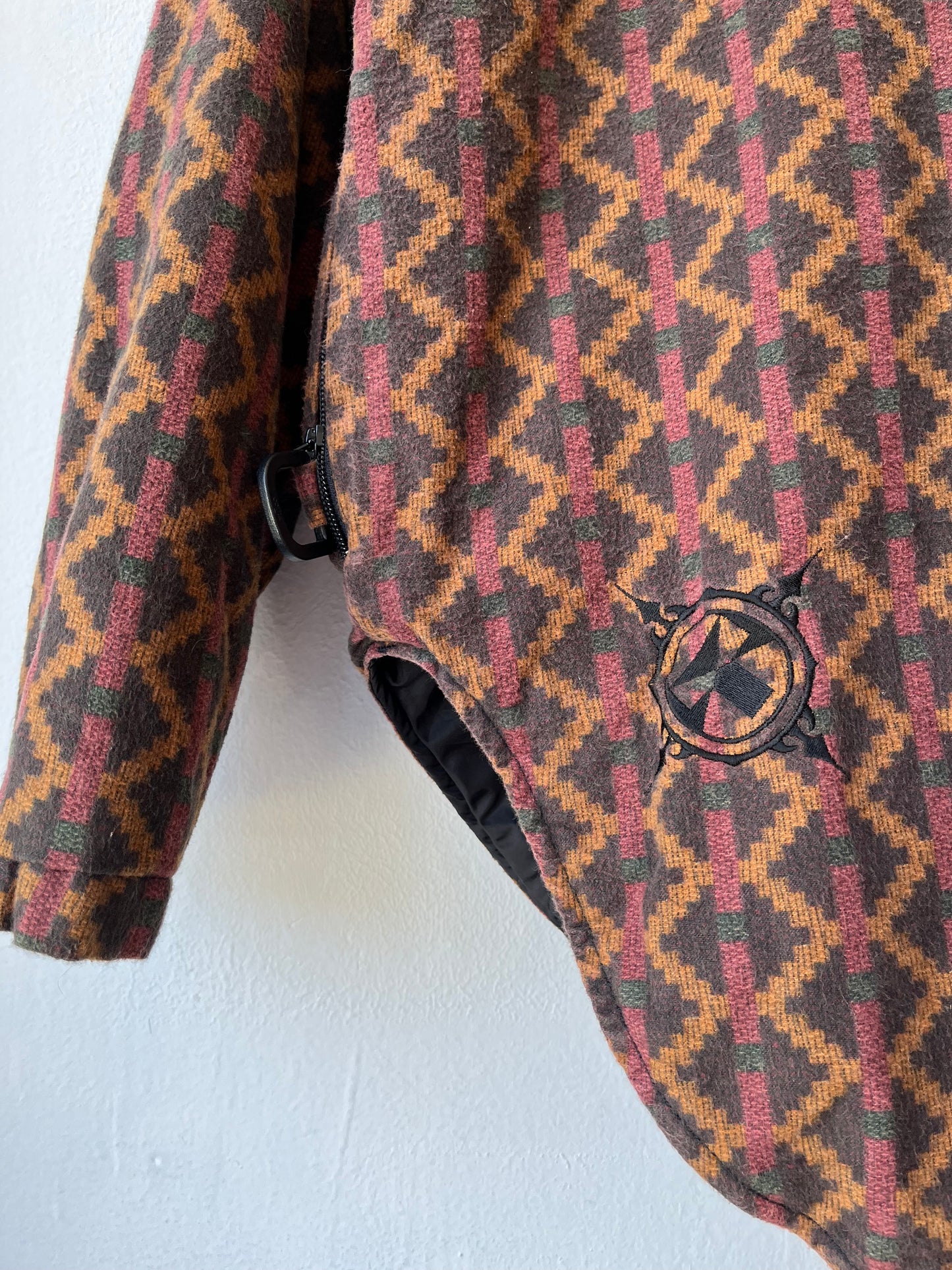90's Patterned Zip-Up Sweater