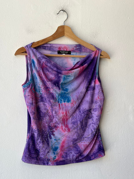 90's Sparkly Cowl Neck Top