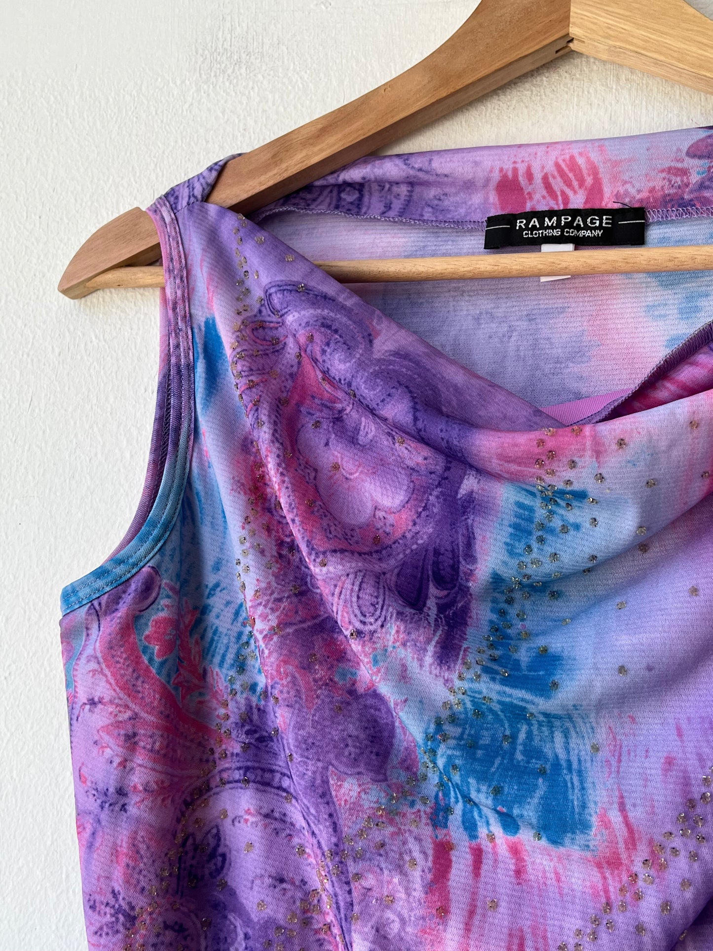 90's Sparkly Cowl Neck Top