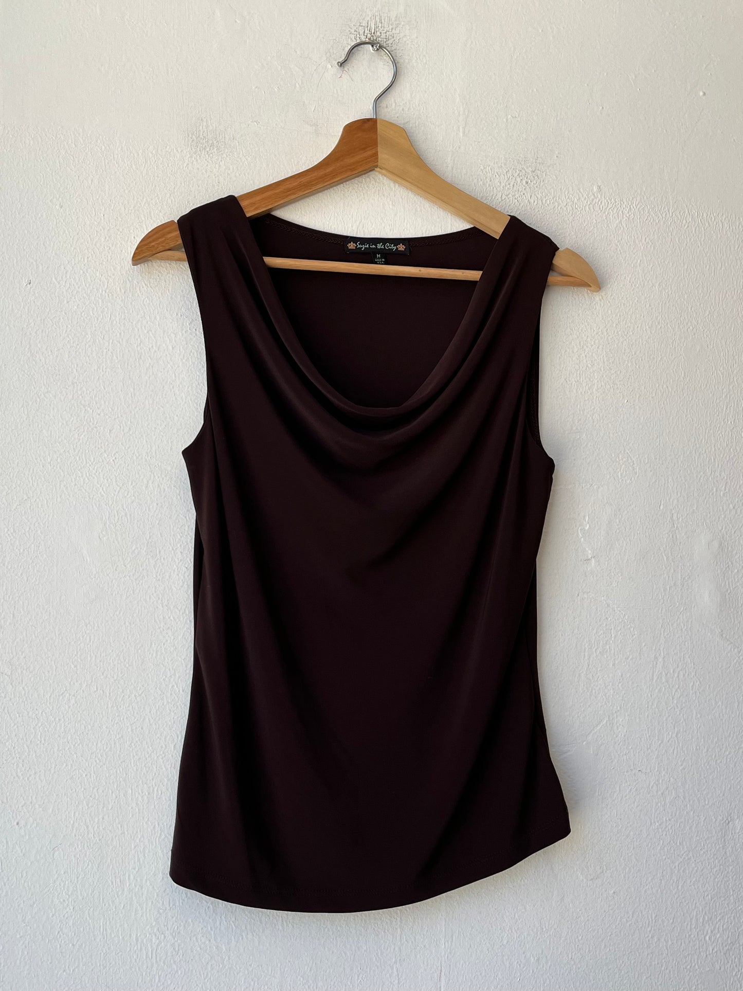 90's Brown Cowl Neck Top