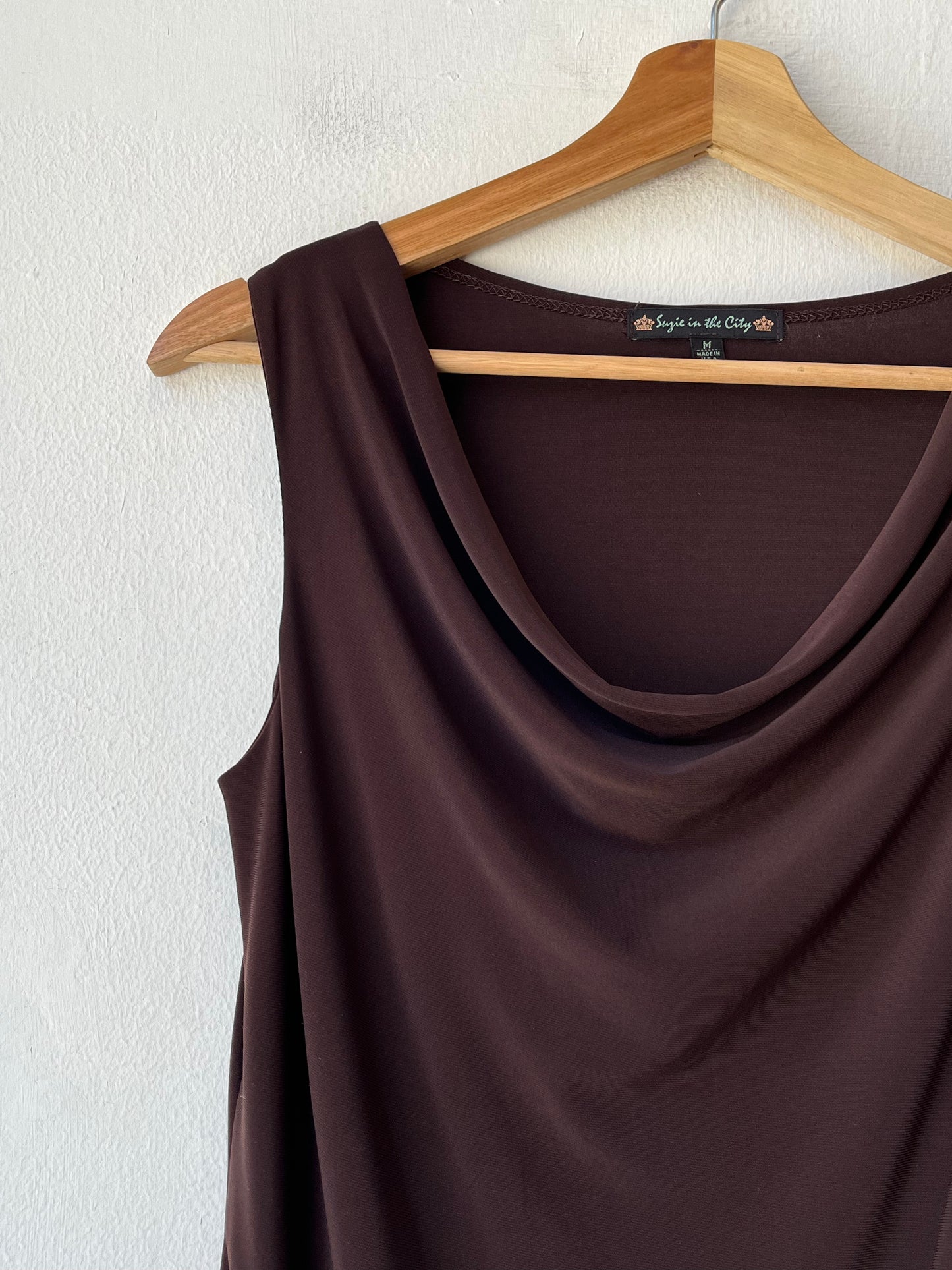 90's Brown Cowl Neck Top