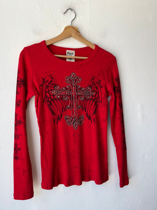 Y2K Rhinestone Long Sleeve Top