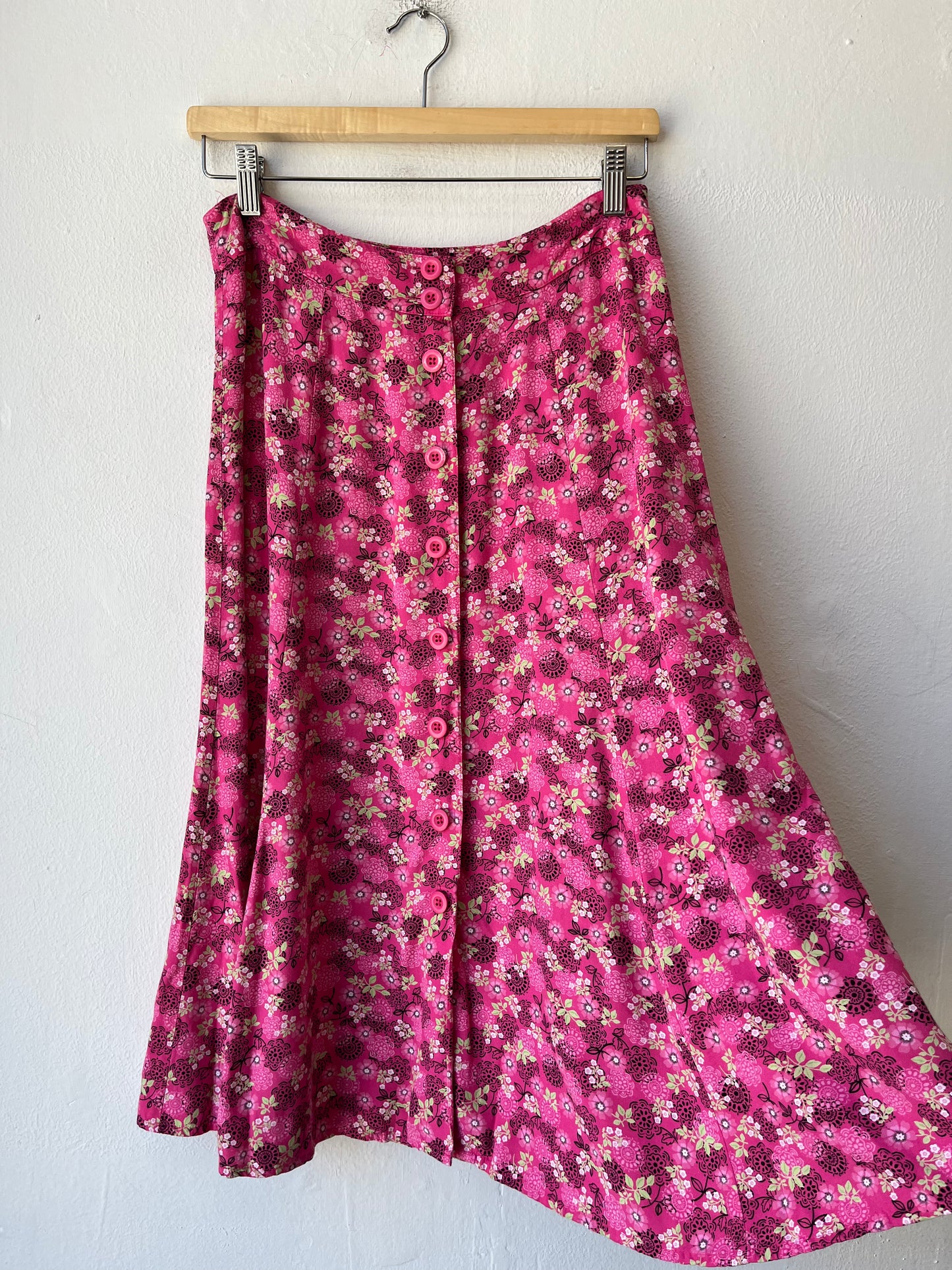 Y2K Pink Floral Skirt 28"