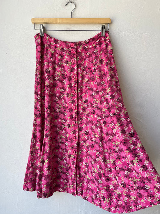 Y2K Pink Floral Skirt 28"