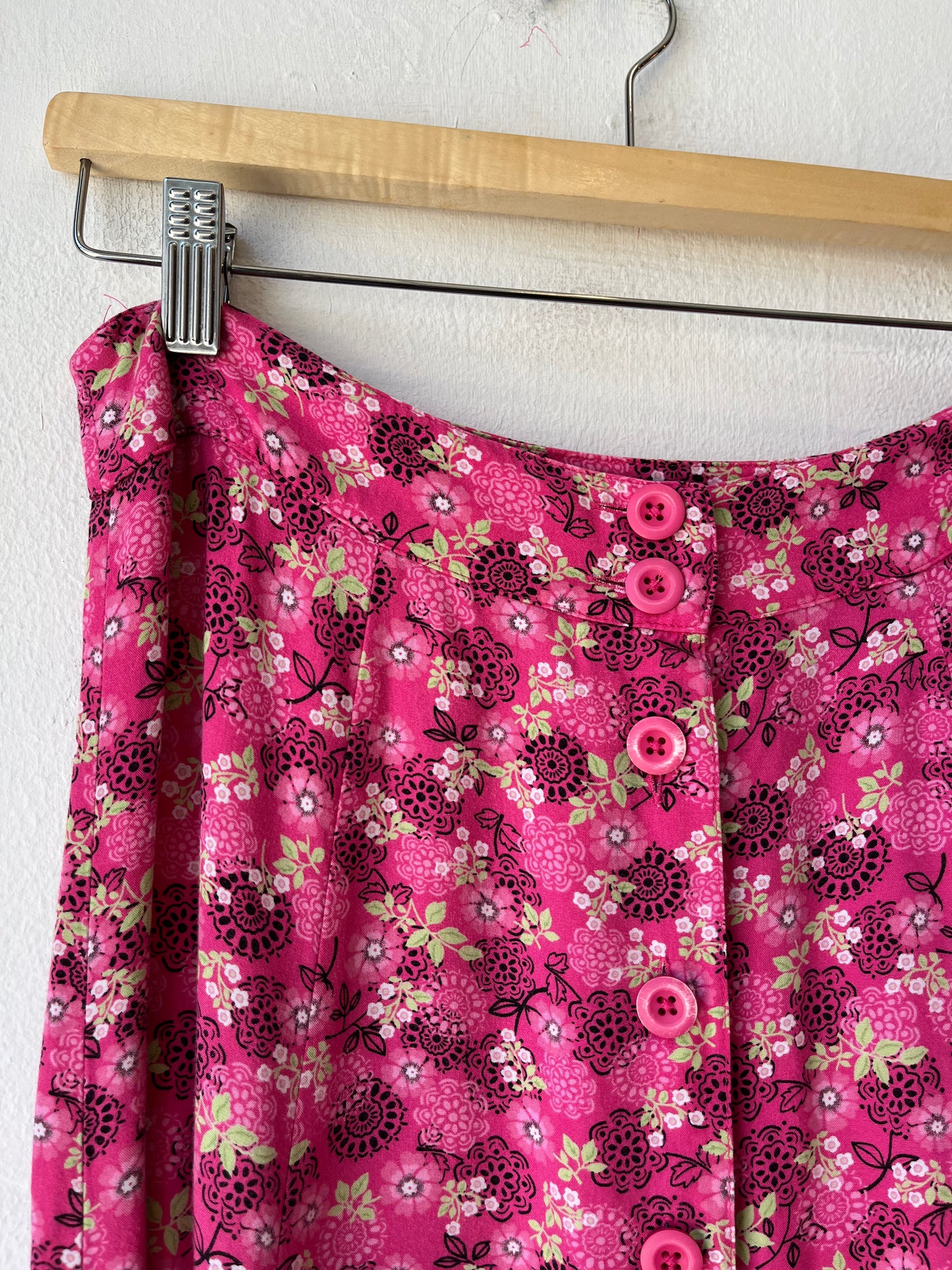 Y2K Pink Floral Skirt 28"