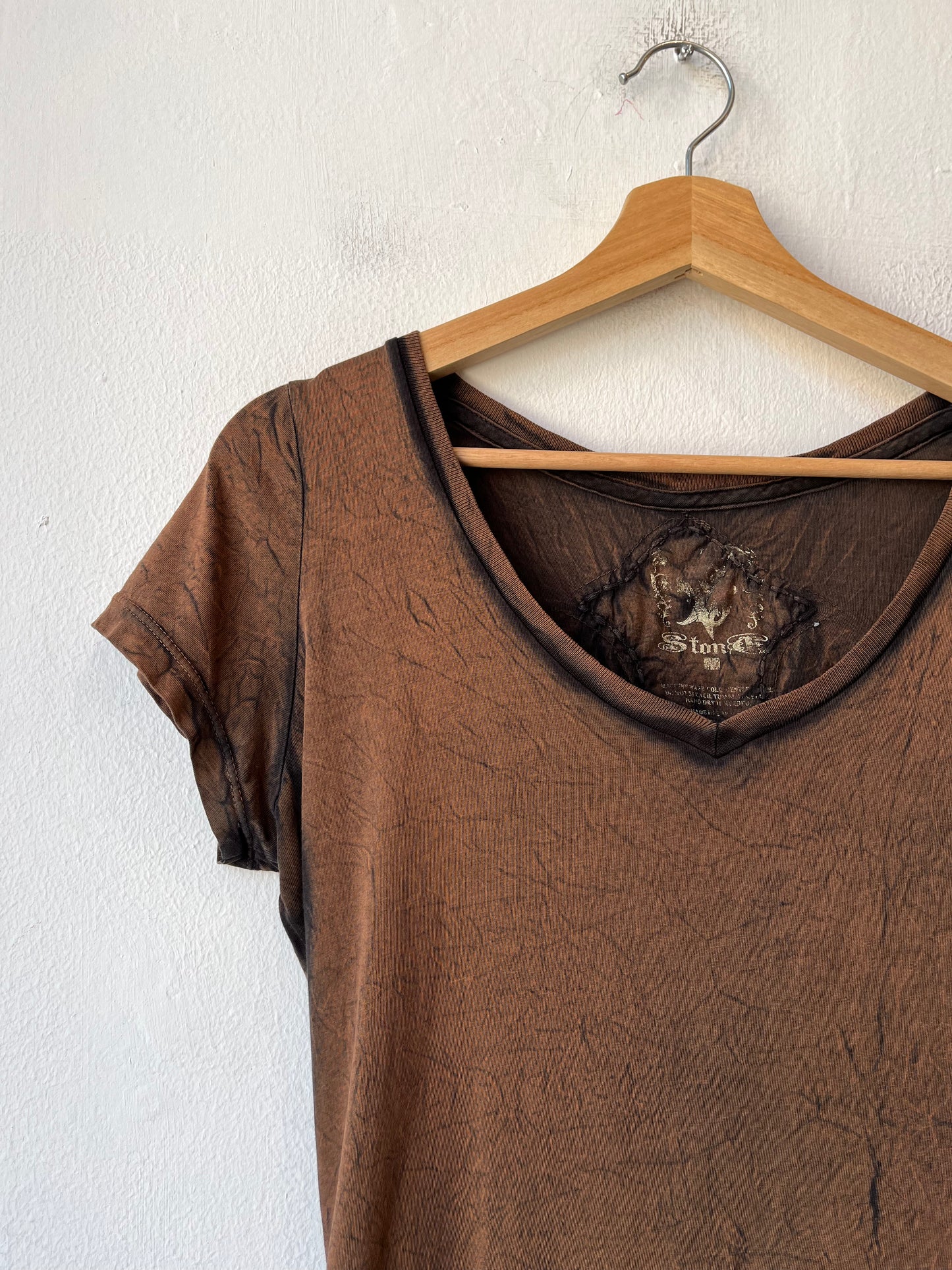 Y2K Brown Studded Cross Top
