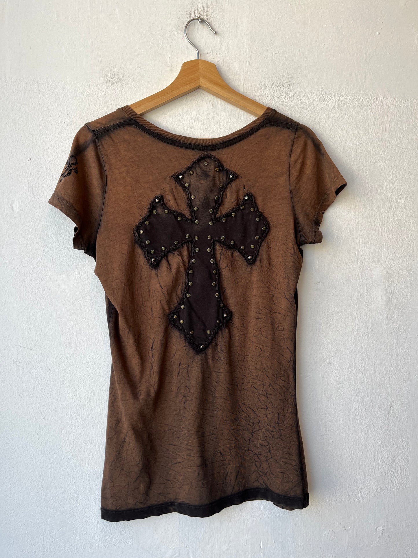 Y2K Brown Studded Cross Top