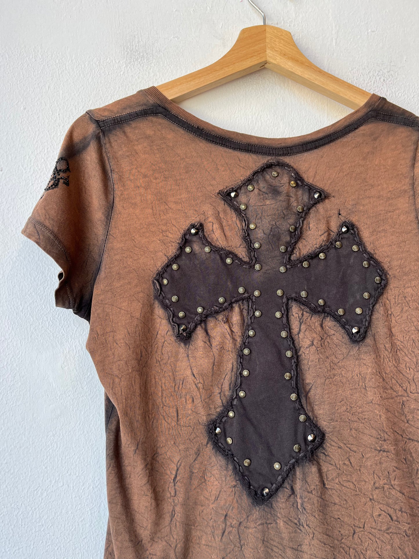 Y2K Brown Studded Cross Top
