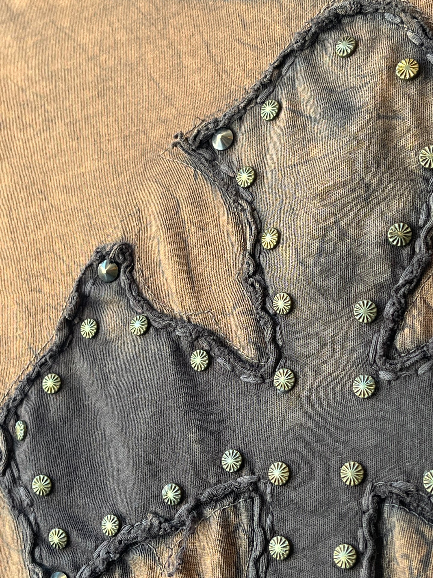 Y2K Brown Studded Cross Top