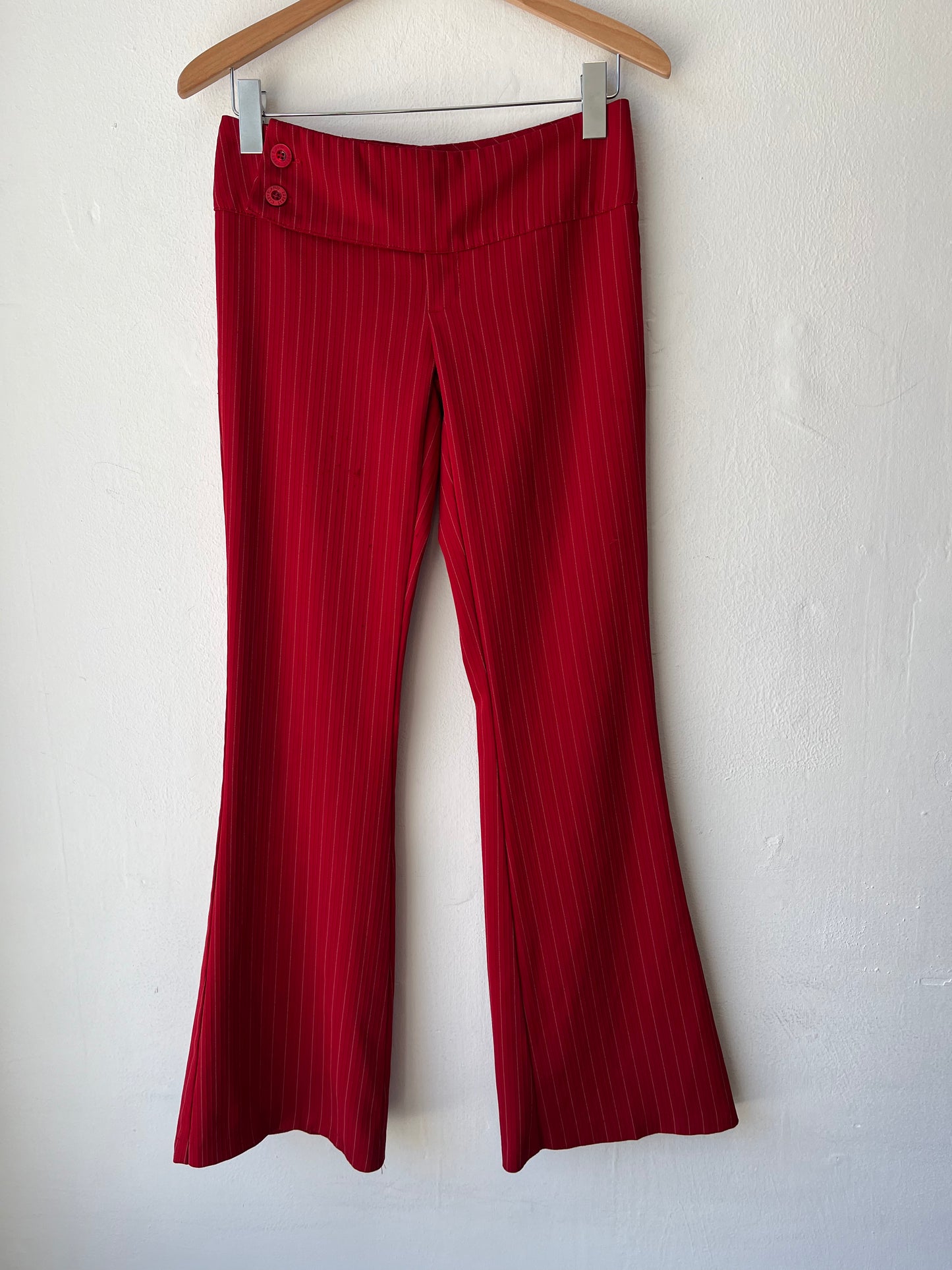 90's Red Pinstripe Pants 29"
