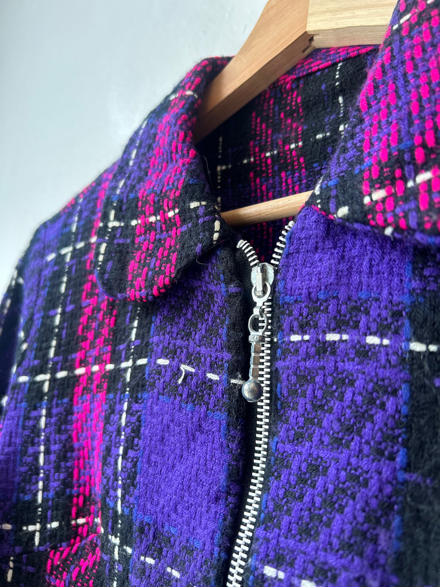 80's Purple Plaid Crop Jacket