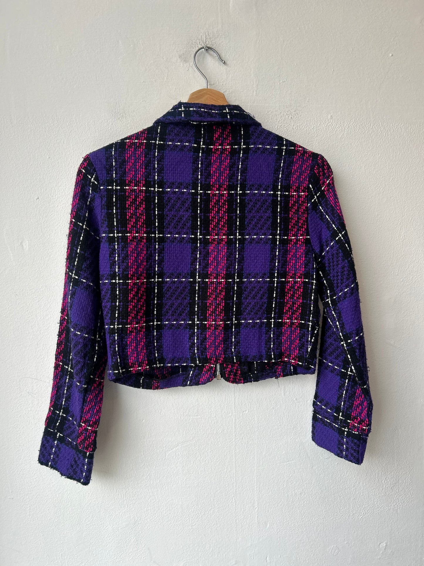 80's Purple Plaid Crop Jacket