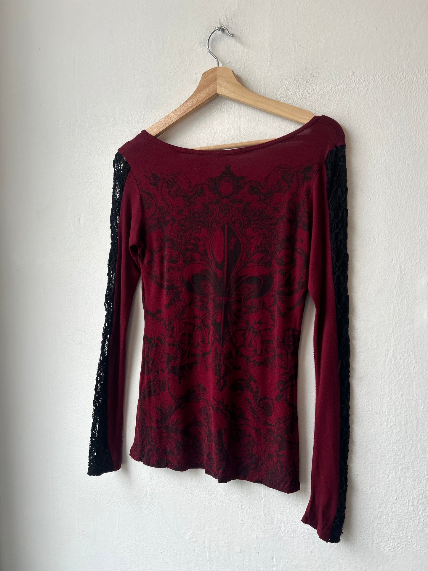 Y2K Maroon Long Sleeve Top