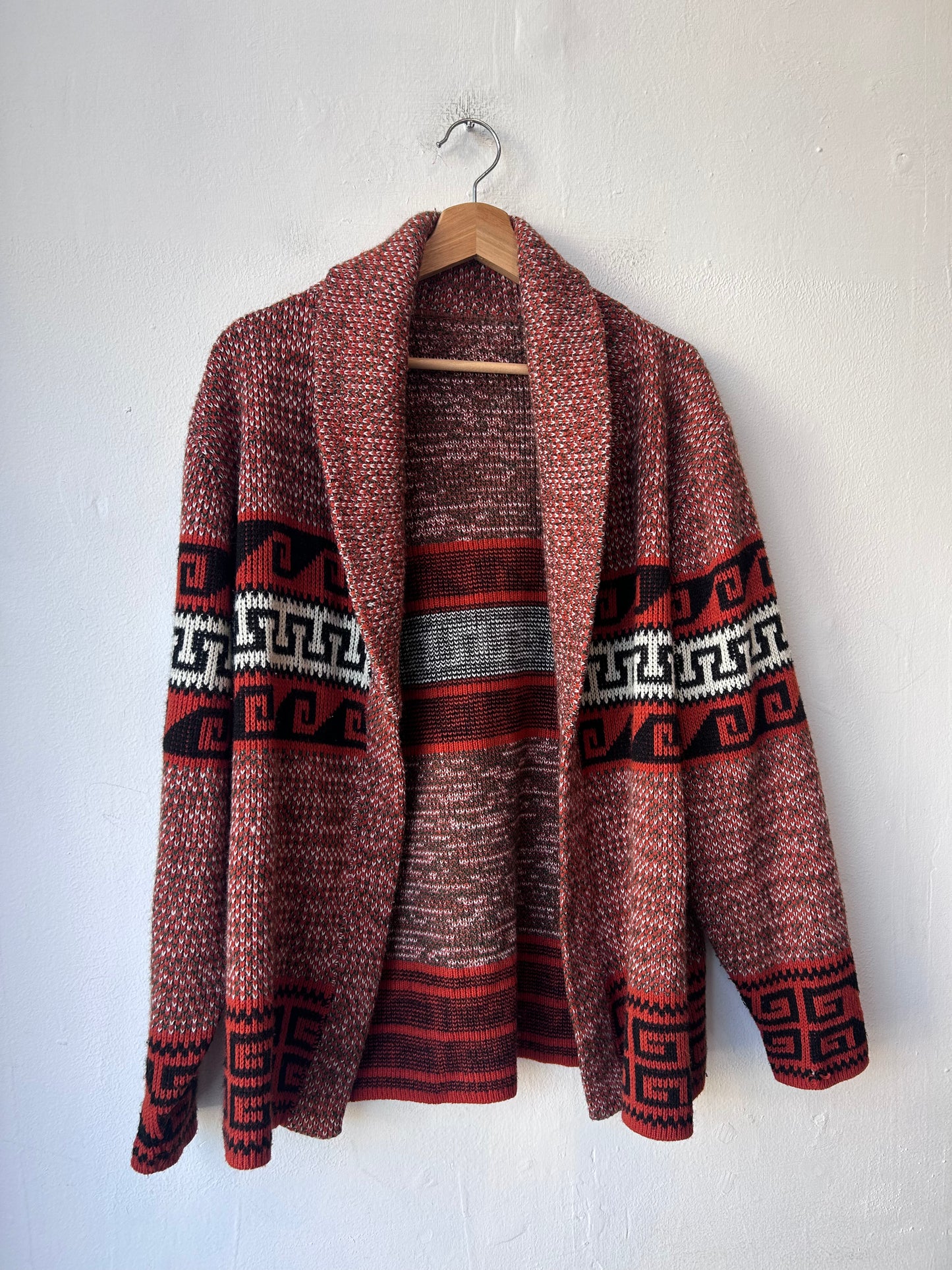 90's Orange Pattern Knit Shawl