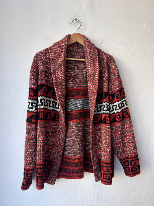 90's Orange Pattern Knit Shawl