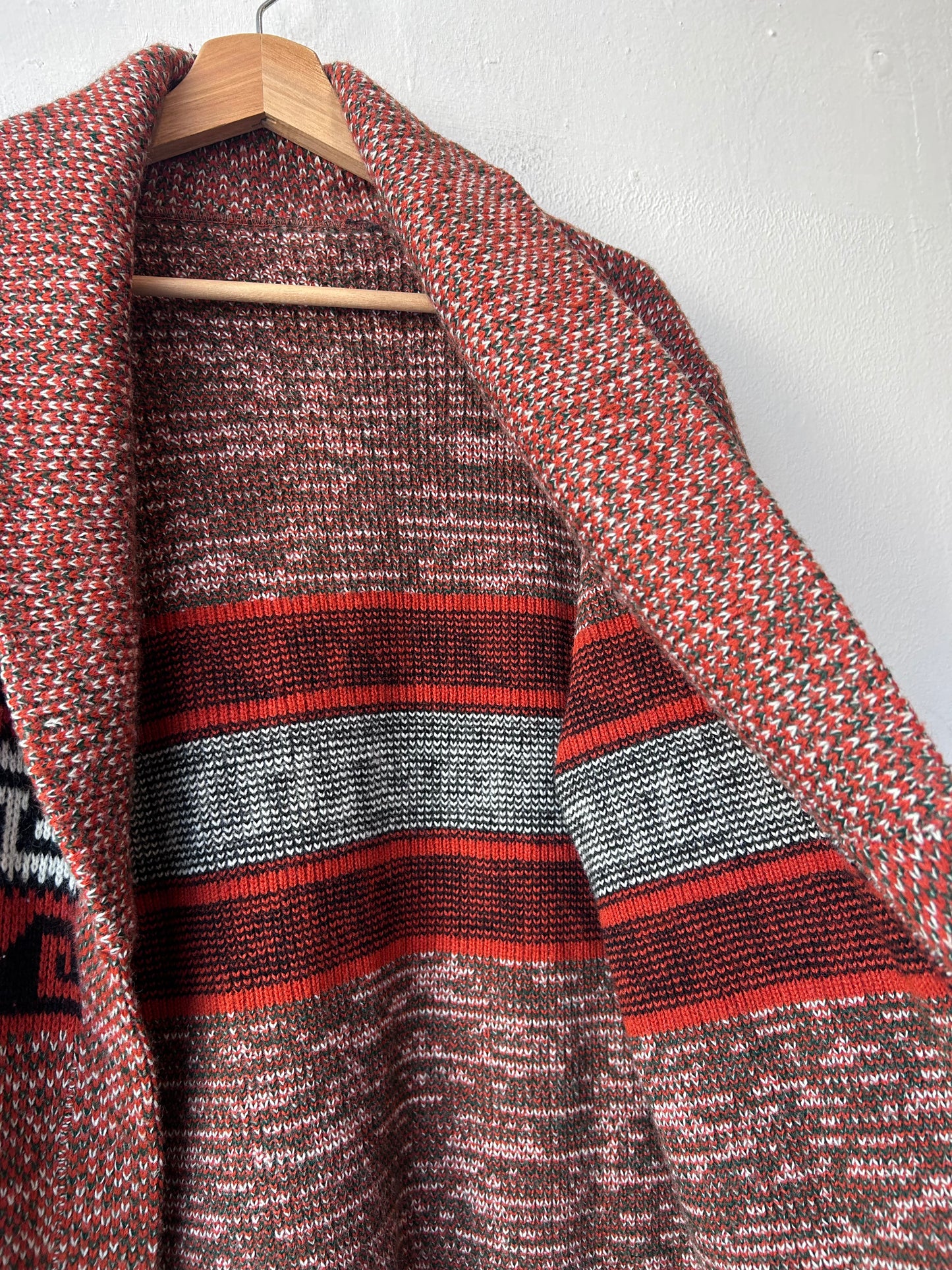 90's Orange Pattern Knit Shawl