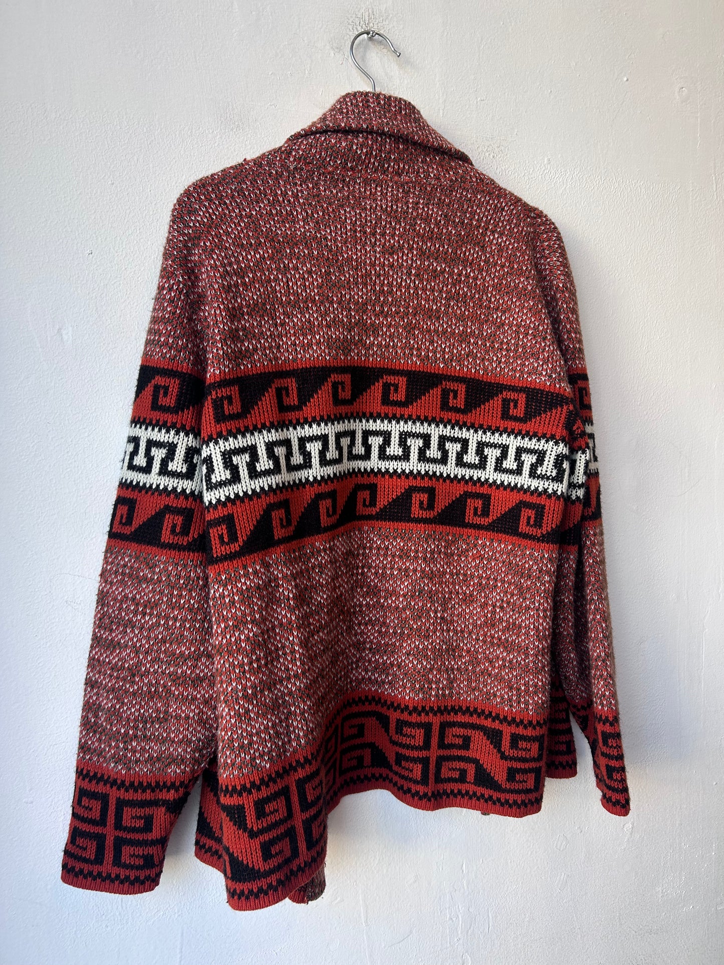 90's Orange Pattern Knit Shawl