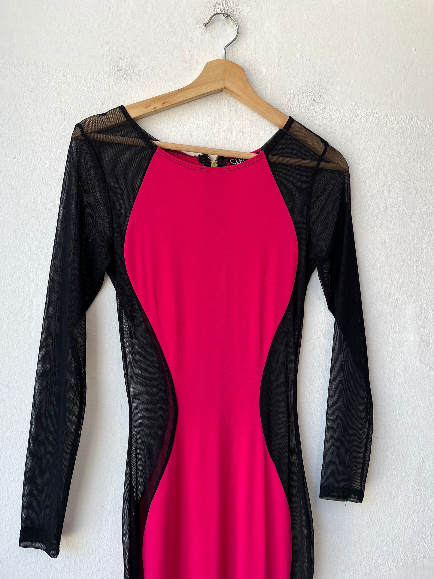 80's Pink Mesh Silhouette Dress