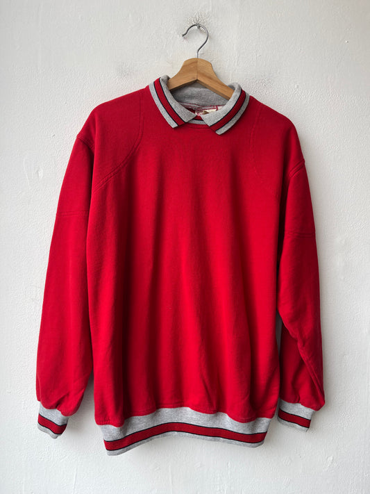 90's Red Collared Sweatshirt