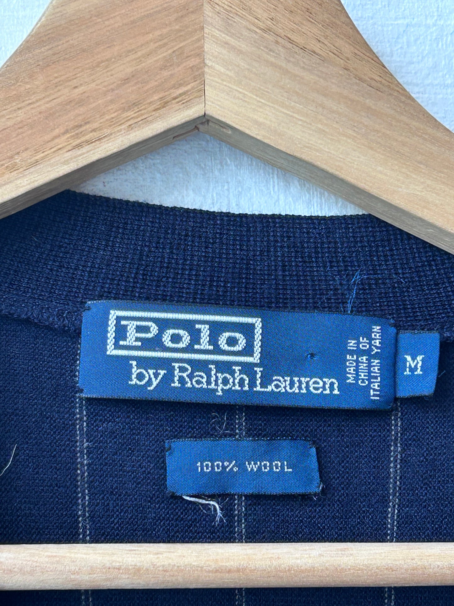 90's Polo Pinstripe Wool Cardigan