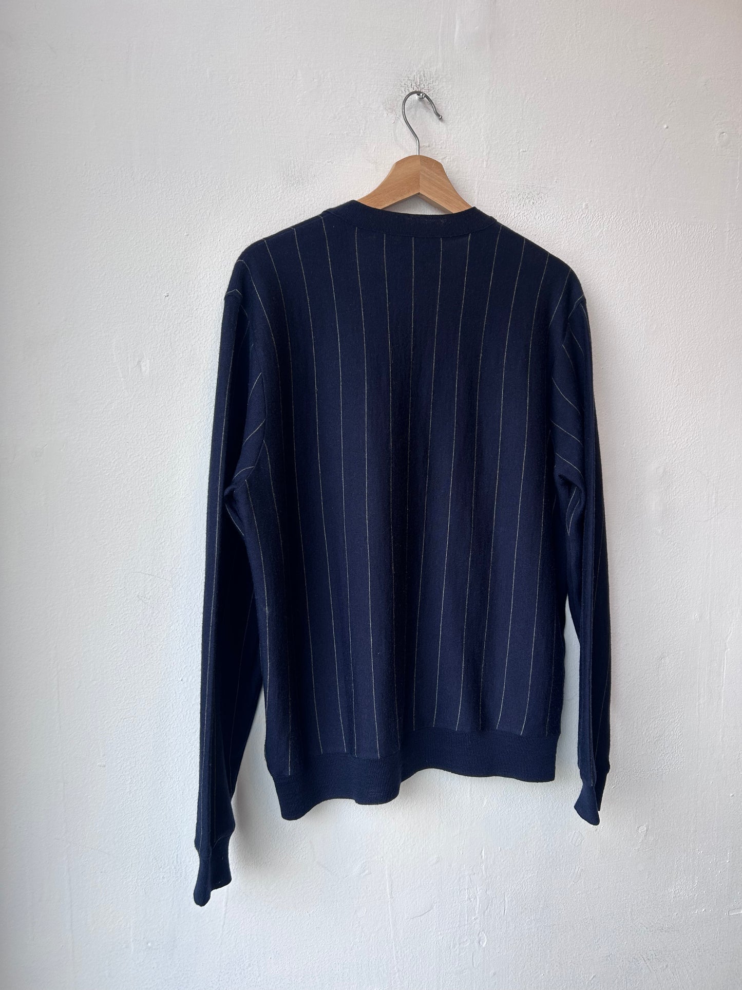 90's Polo Pinstripe Wool Cardigan