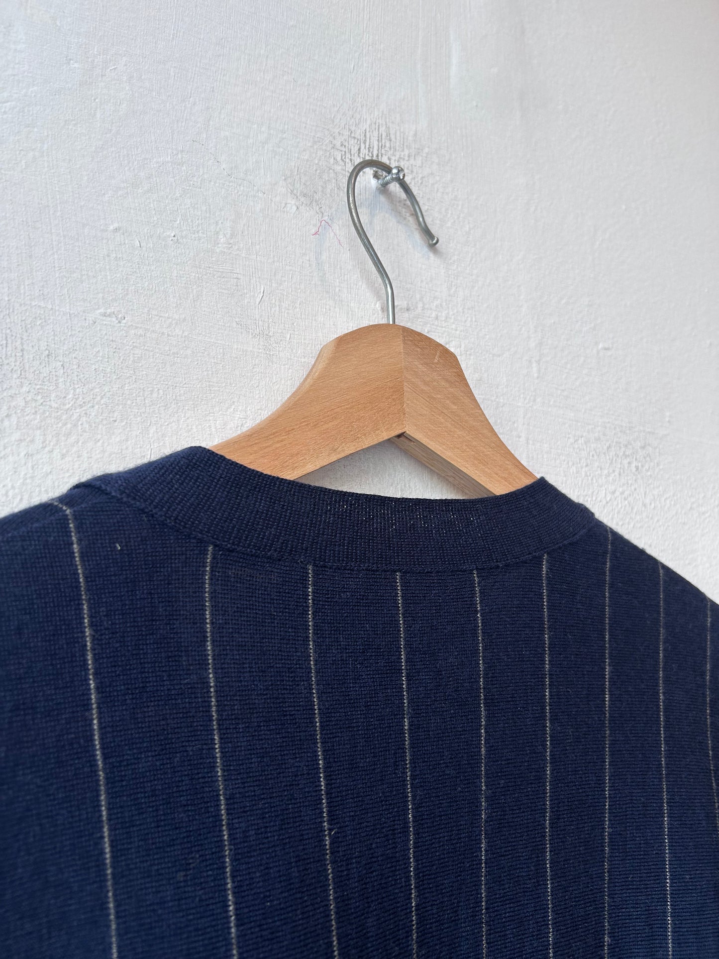 90's Polo Pinstripe Wool Cardigan