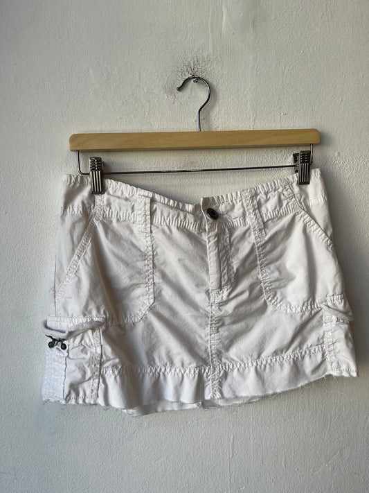 Y2K White Cargo Mini Skirt 32"