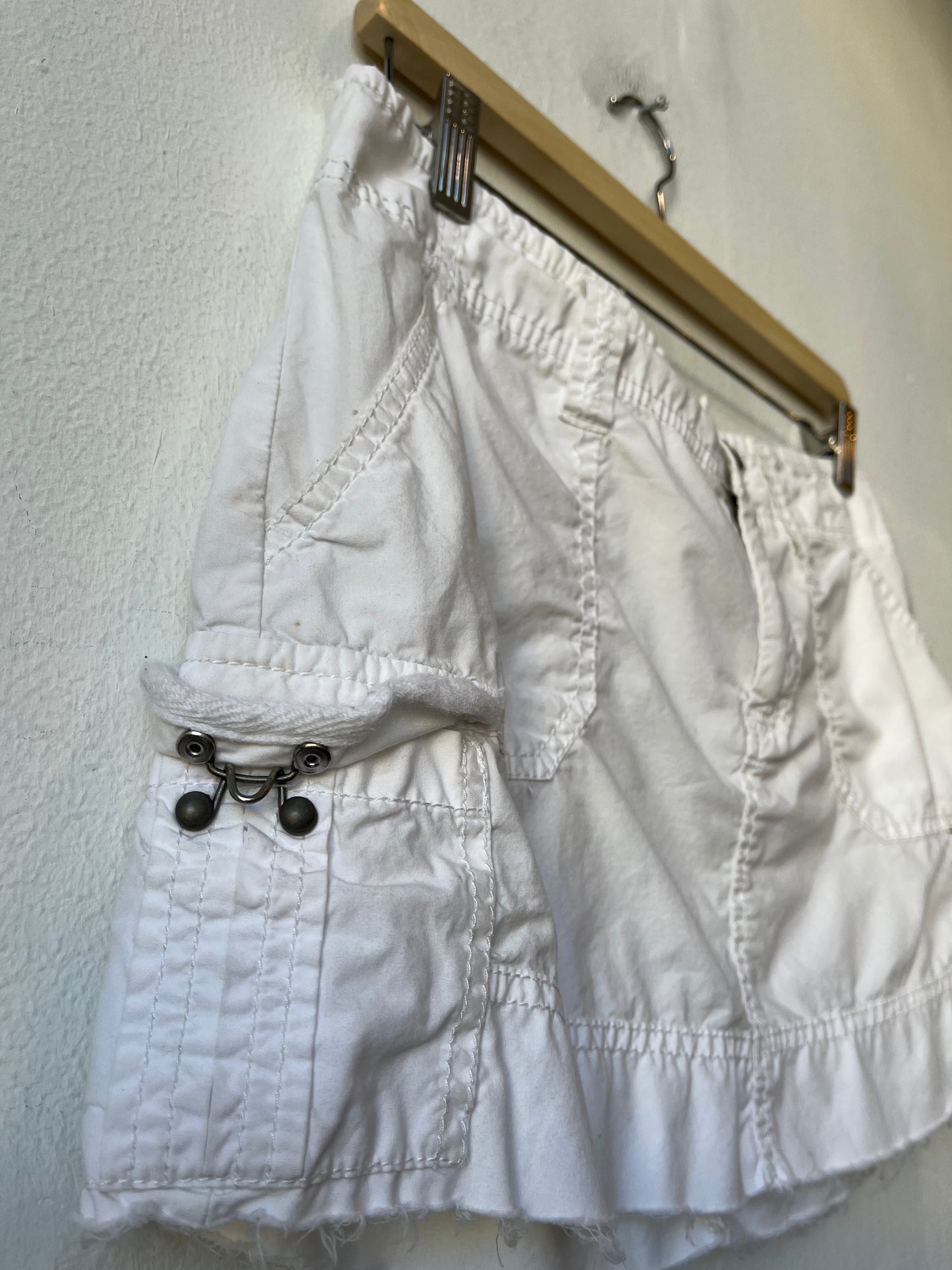 Y2K White Cargo Mini Skirt 32"