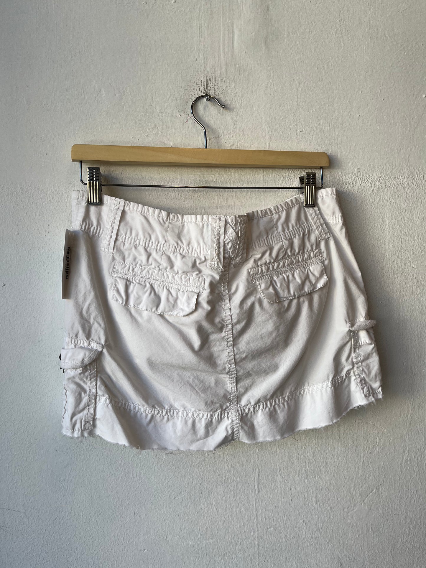 Y2K White Cargo Mini Skirt 32"