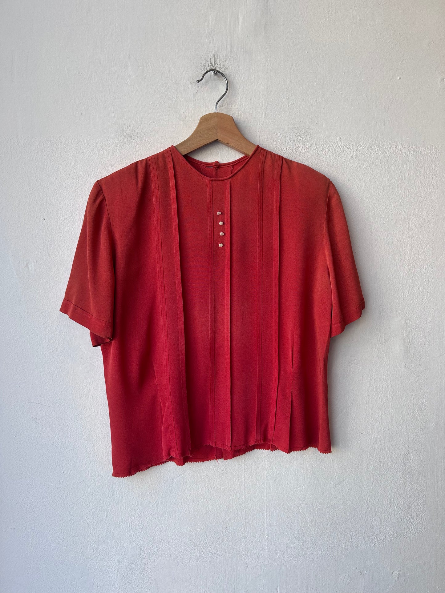 50's Coral Silk Blouse