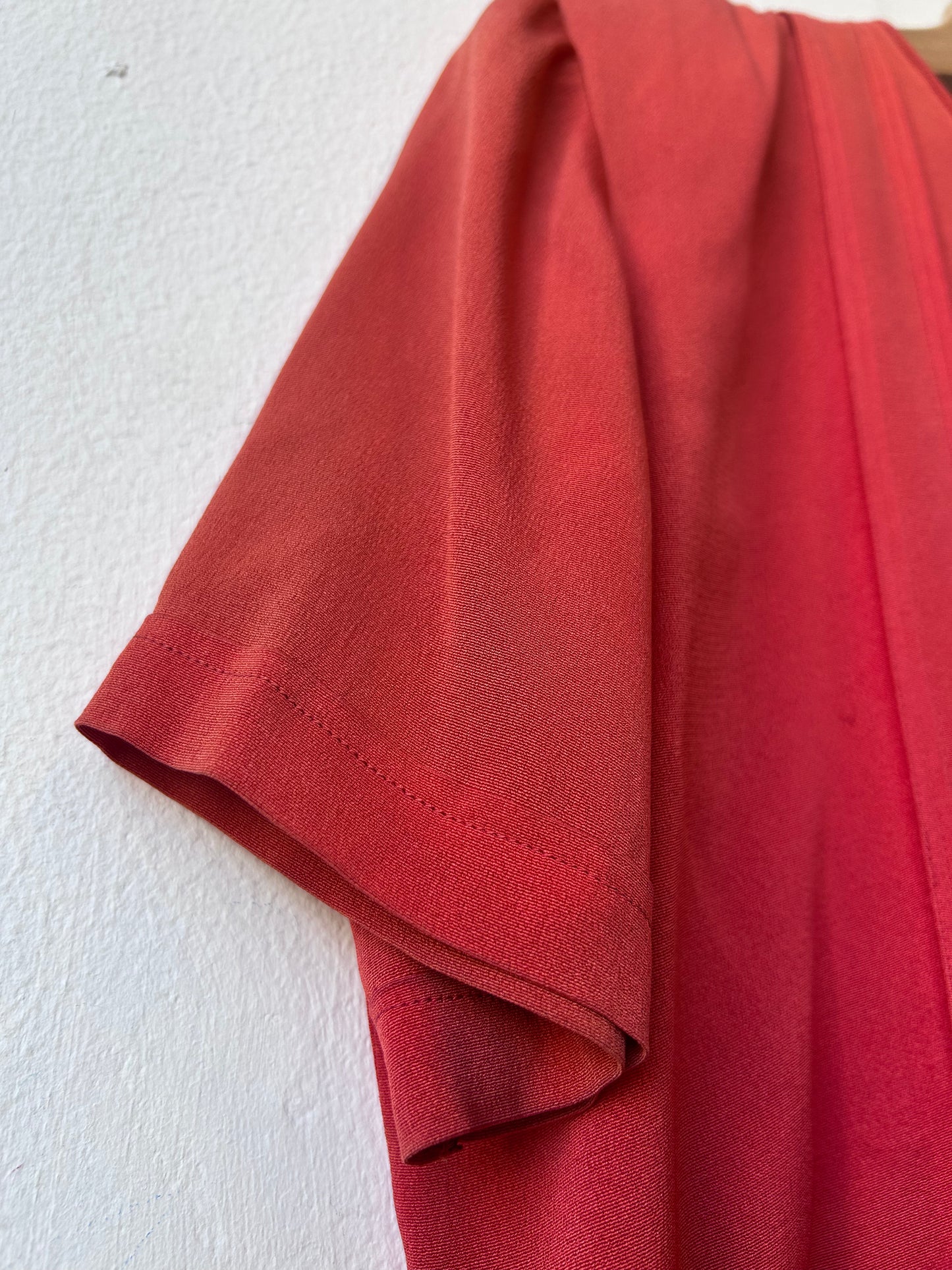 50's Coral Silk Blouse
