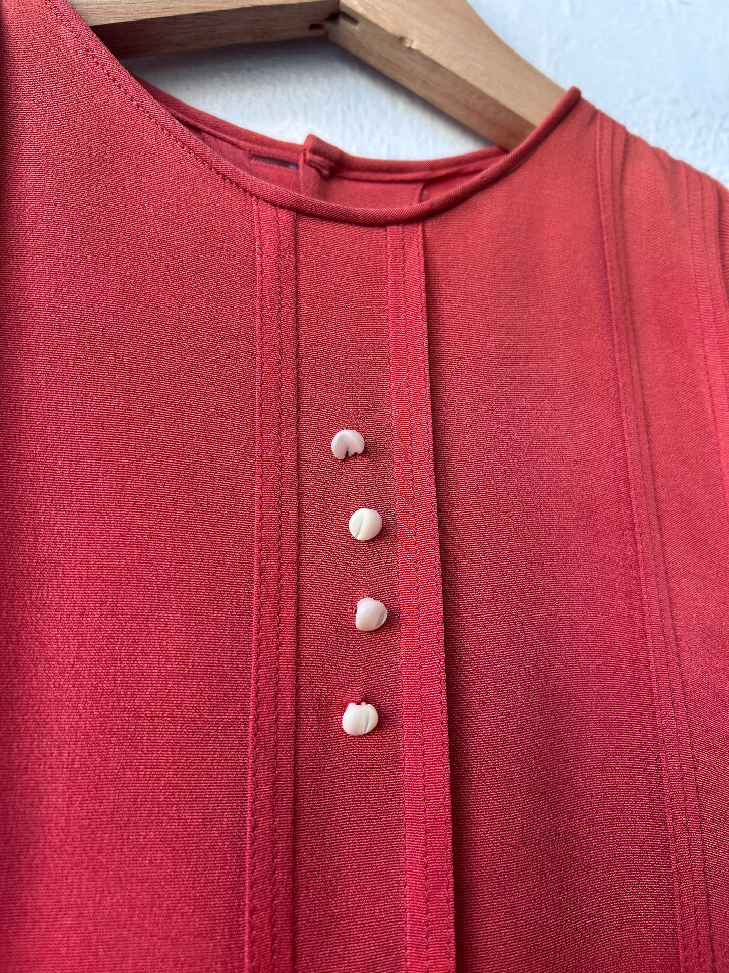 50's Coral Silk Blouse
