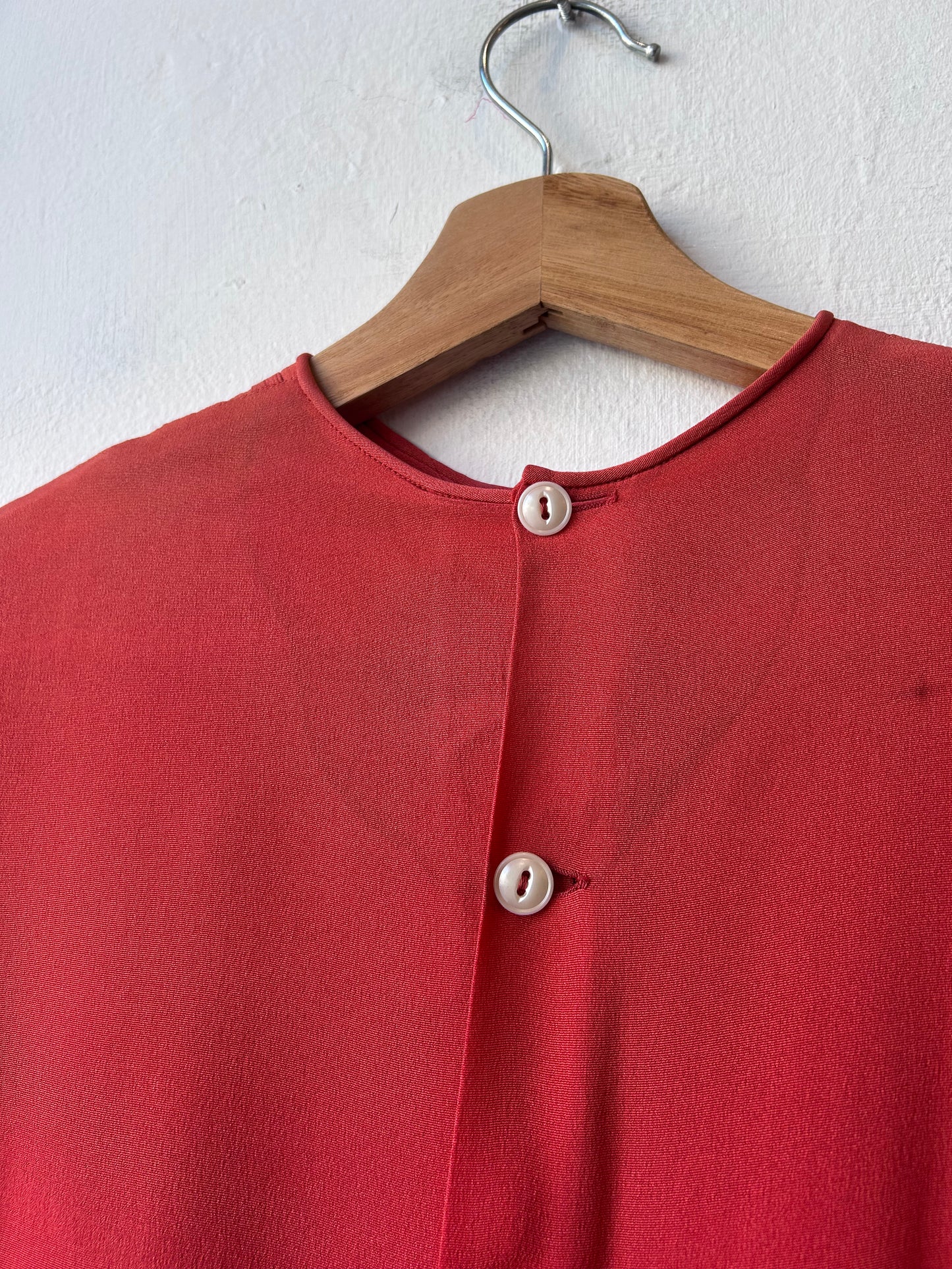 50's Coral Silk Blouse