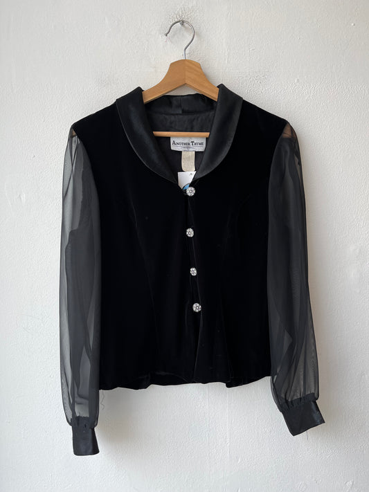 90's Velvet Collared Blouse