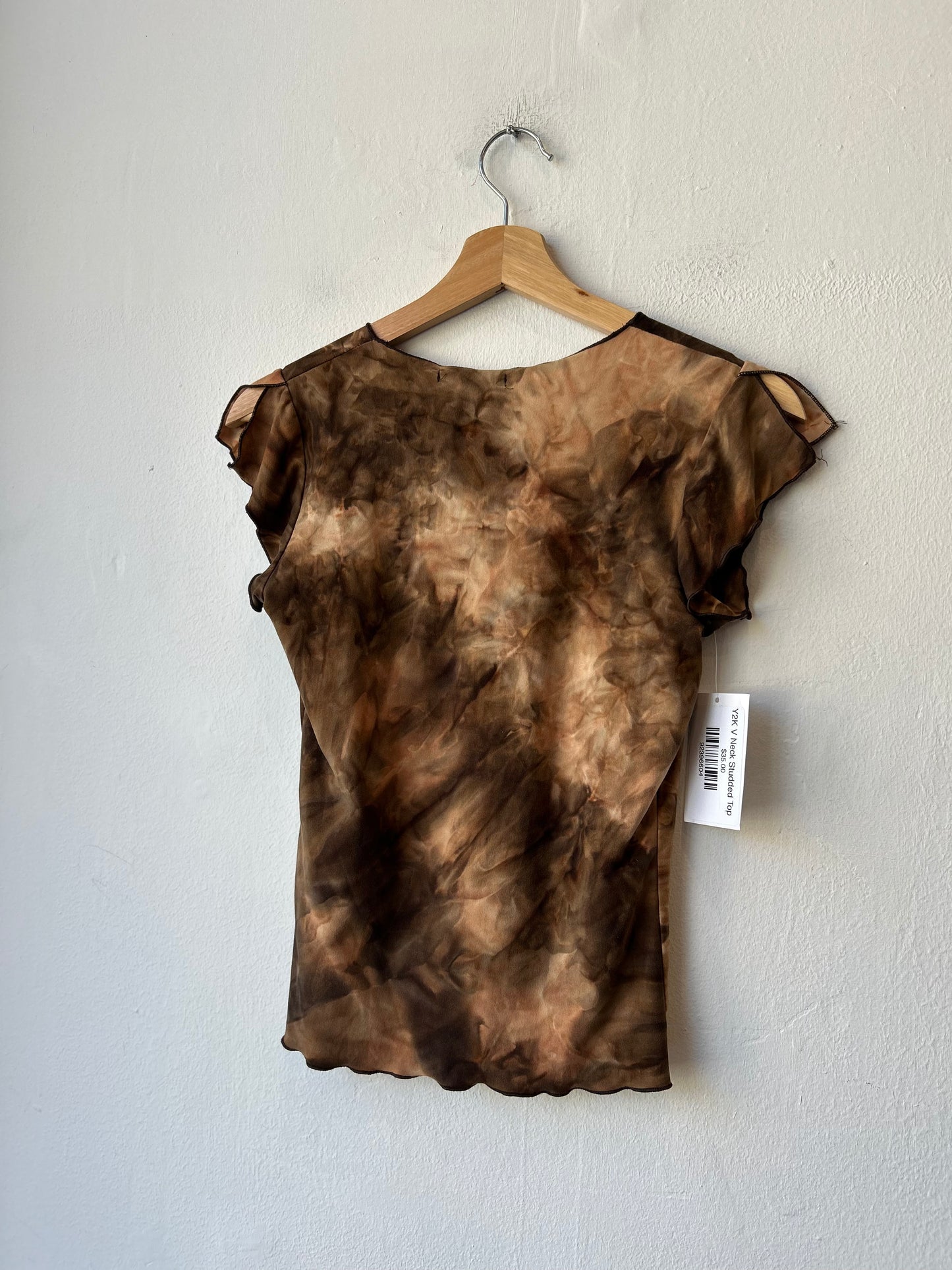 Y2K V Neck Studded Top