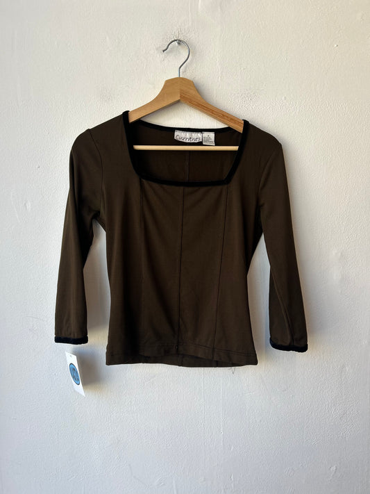90's Brown 3/4 Sleeve Top