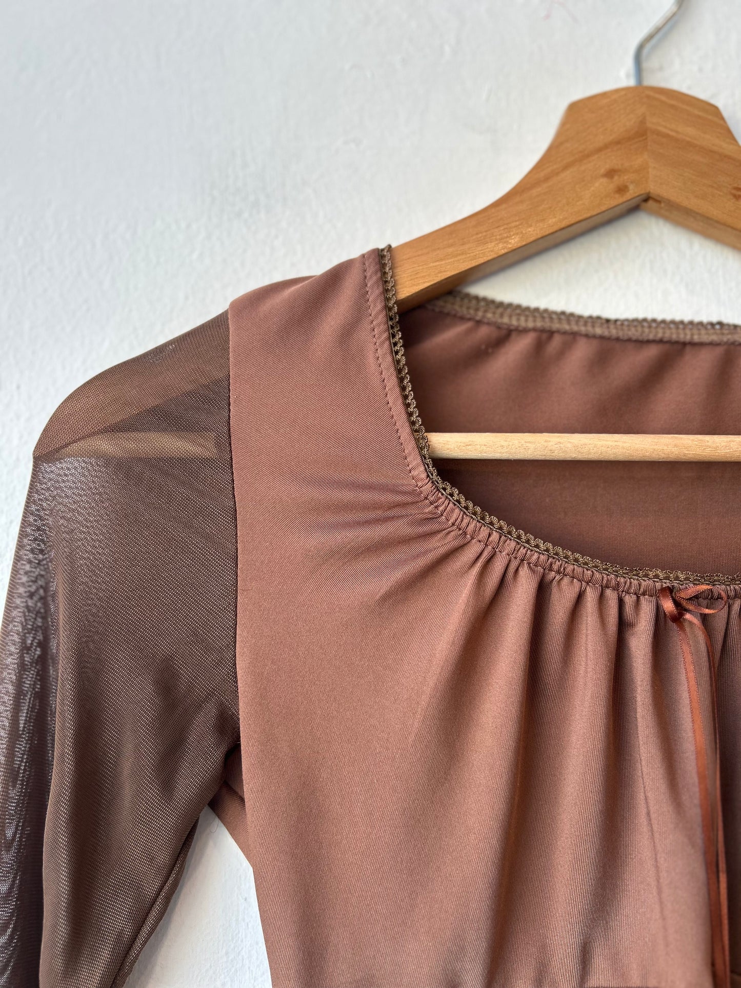 Y2K Brown Bell Sleeve Top