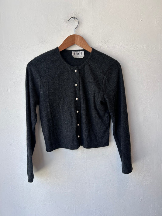 90's Cropped Grey Knit Sweater