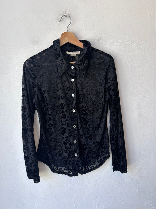 90's Floral Sheer Blouse
