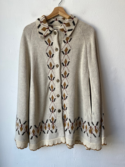 70's Knit Button Down Poncho