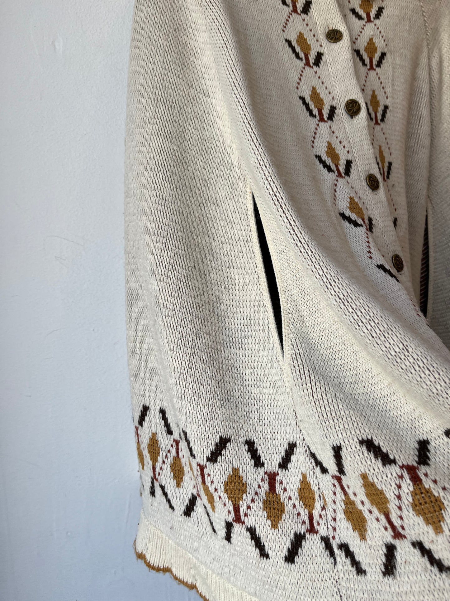 70's Knit Button Down Poncho
