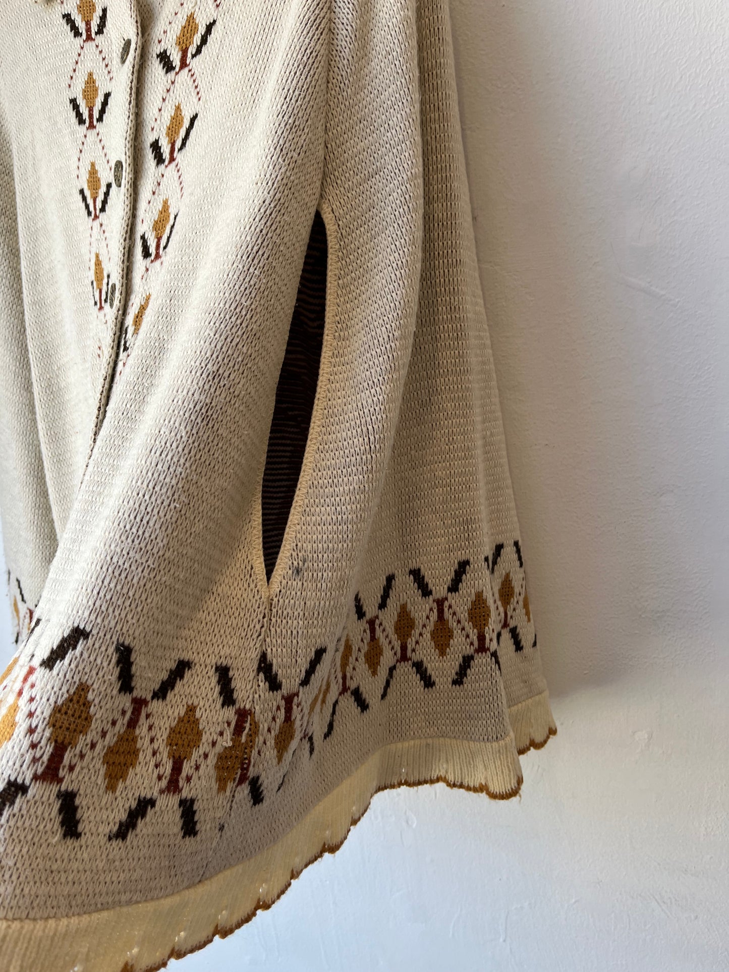 70's Knit Button Down Poncho