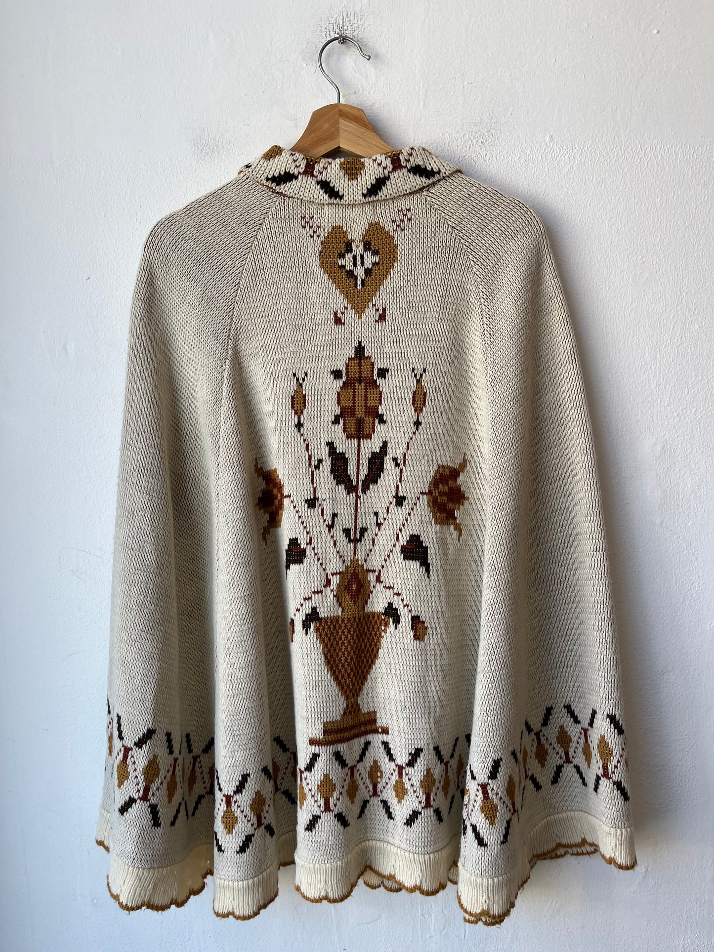 70's Knit Button Down Poncho