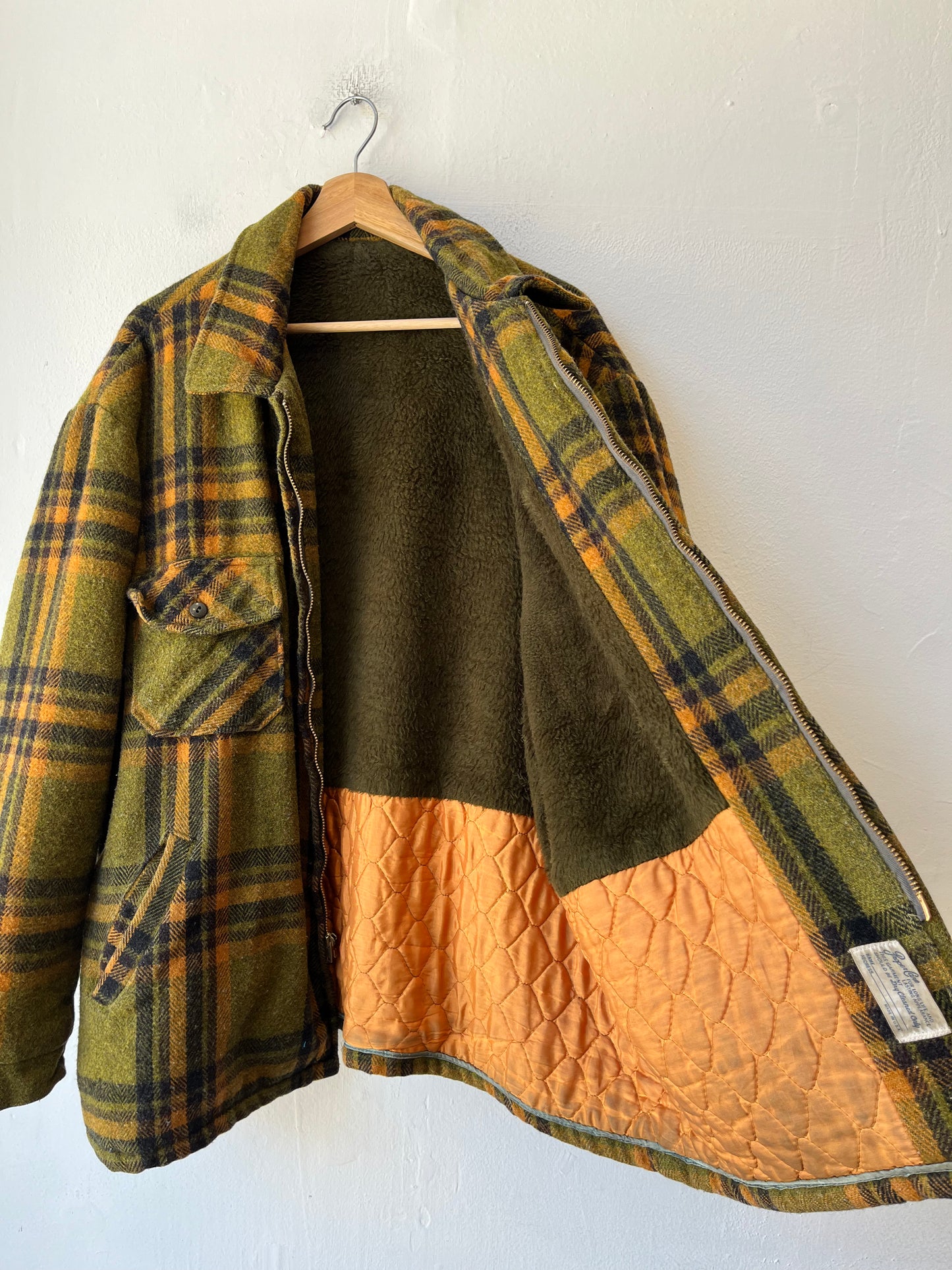 60's Lined Plaid and Wool Coat