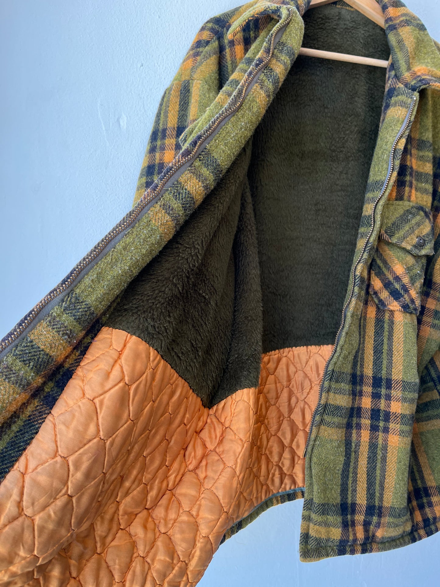 60's Lined Plaid and Wool Coat