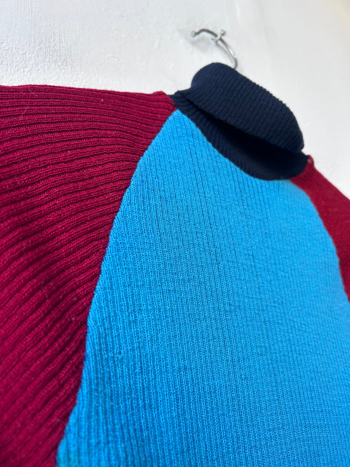 70's Color Block Turtle Neck Sweater