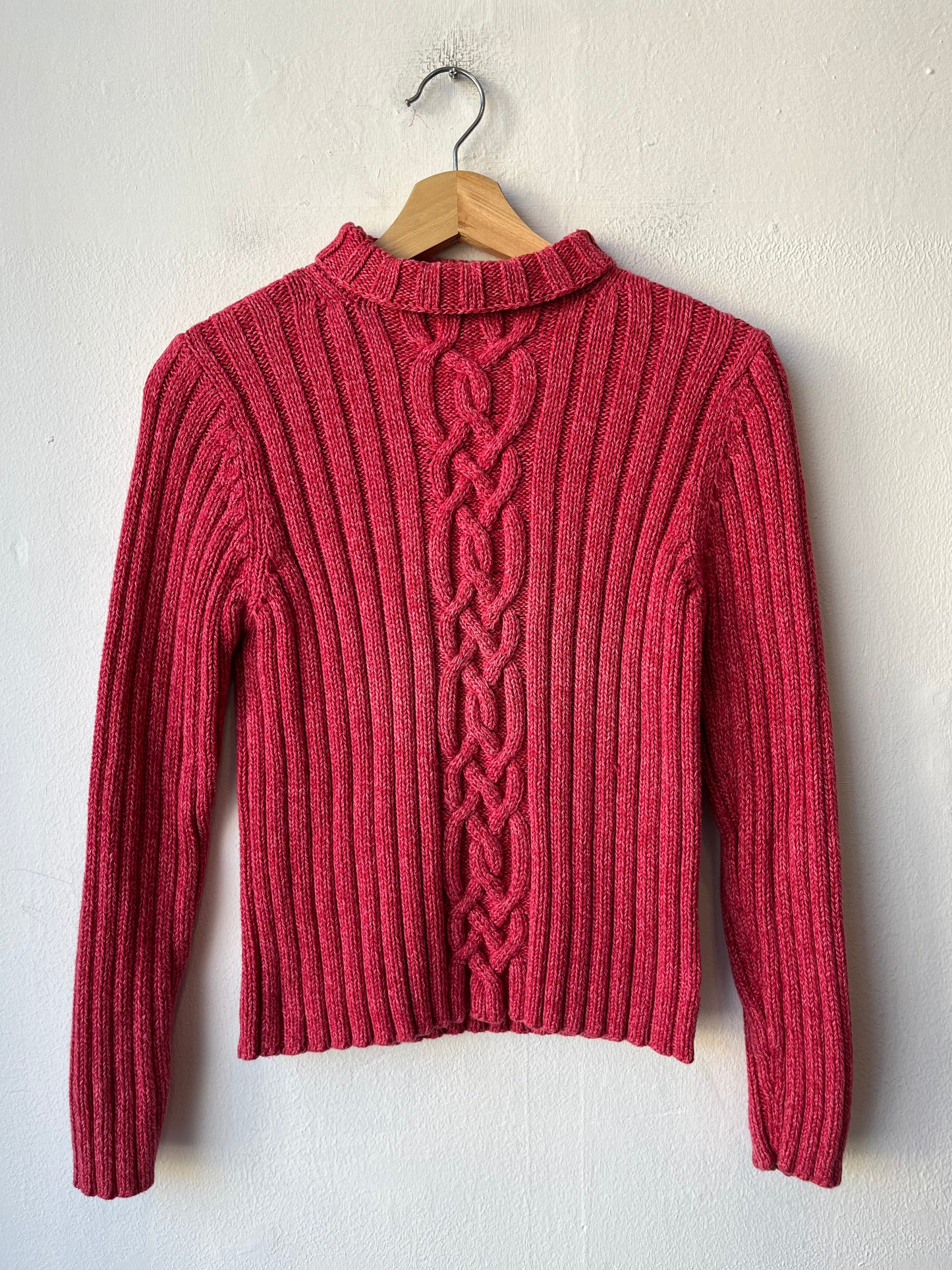Y2K L. L. Bean Pink Cable Knit Sweater