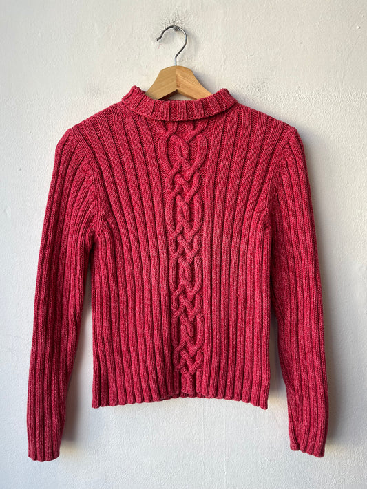 Y2K L. L. Bean Pink Cable Knit Sweater