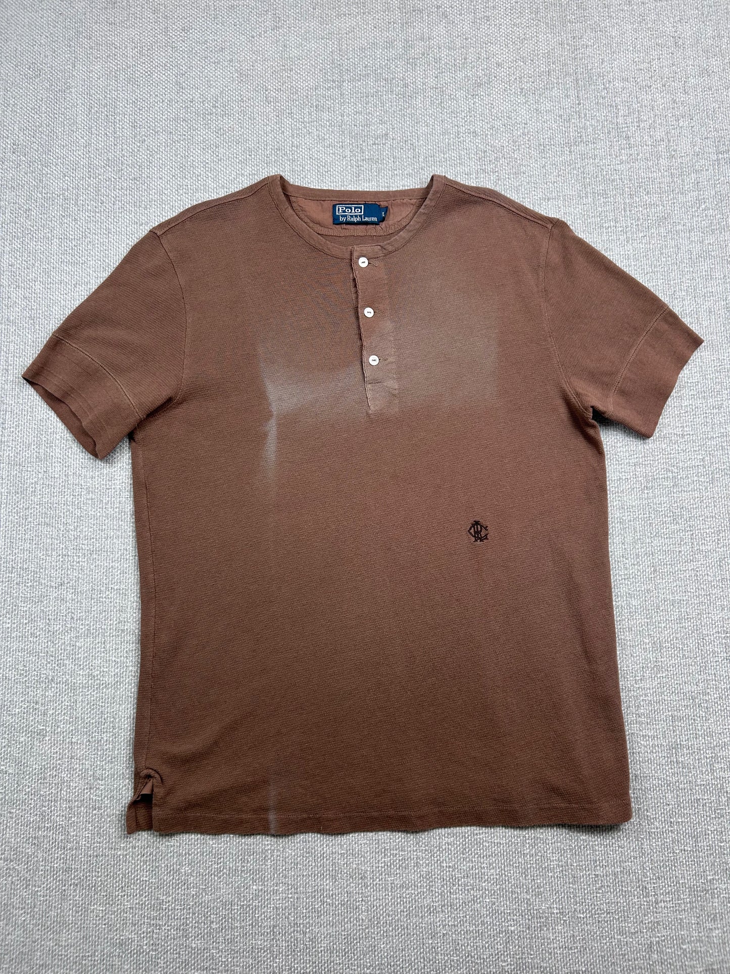90's Distressed Polo Henley Shirt